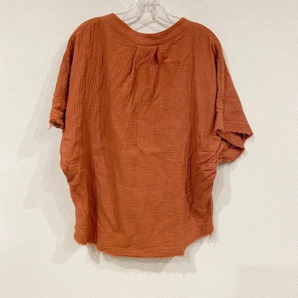 Young Fabulous and Broke Orange Raw Hem Top Size Medium EUC - Picture 3 of 3